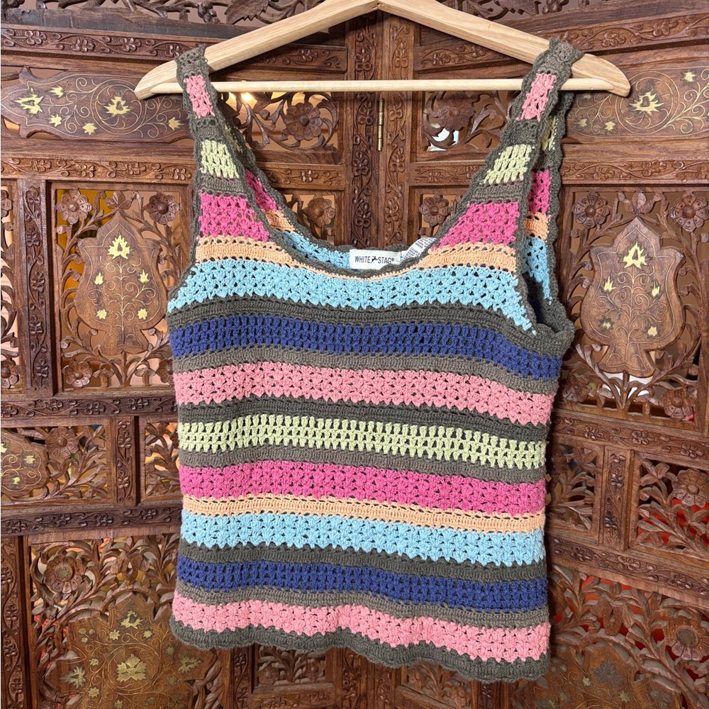 White Stag Colorful Crochet Tank Top